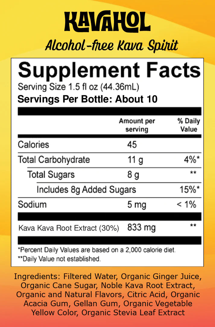 supplement information for Kavahol alcohol kava spirit