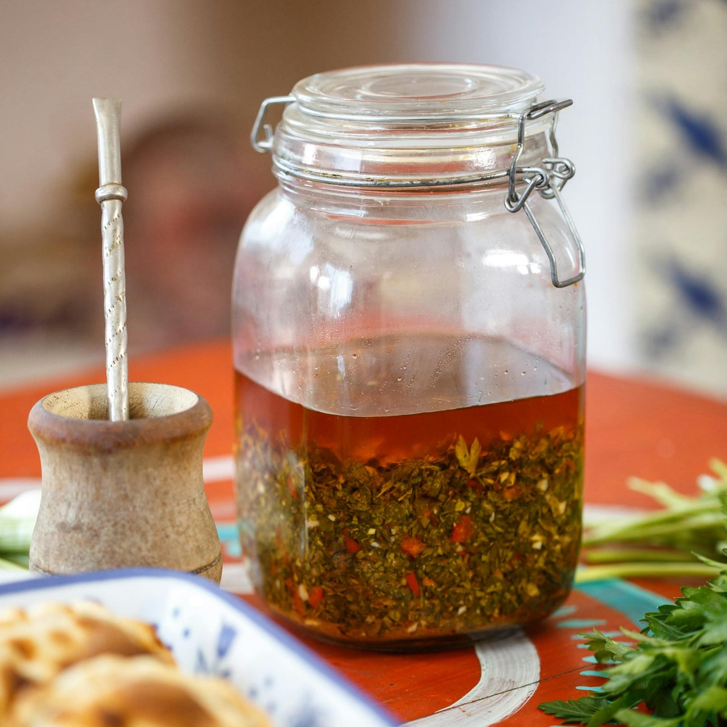Mason jar with tea containing Fair Trade organic Yerba Maté from Kindred Vancouver WA