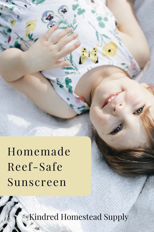 child wearing reef safe homemade sunscreen