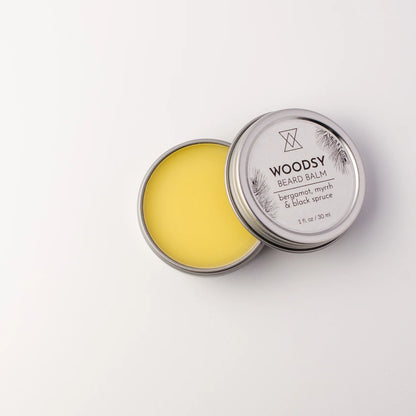 tin of Woodsy Beard Balm