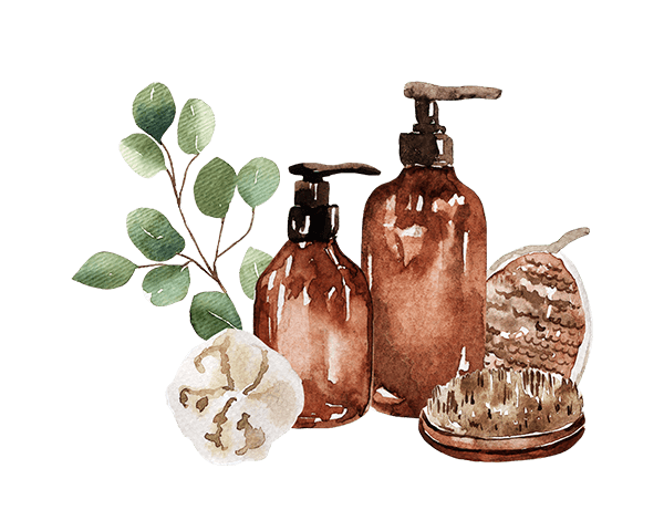 illustration of sustainable bath supplies