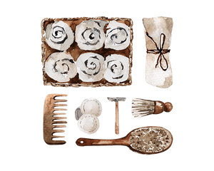 illustration of zero waste beauty and bath supplies